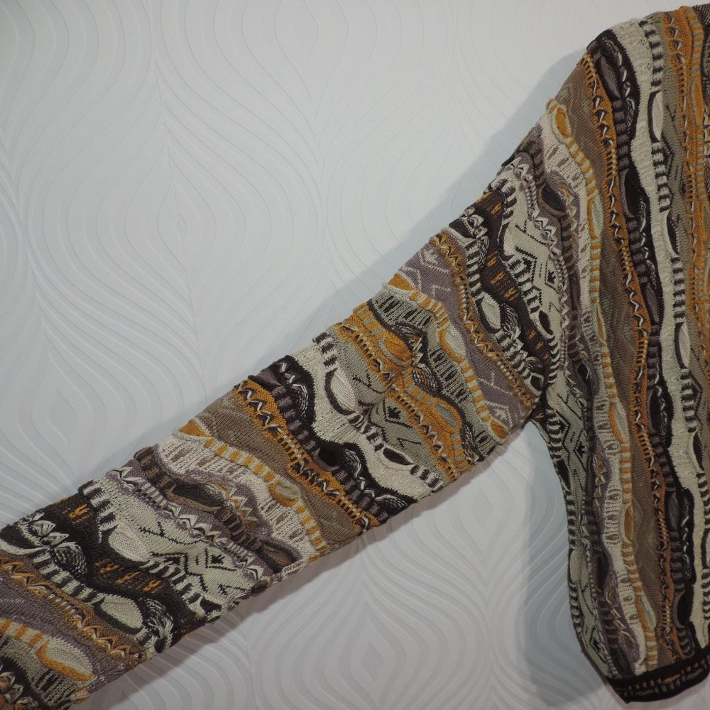 Men's Vintage COOGI sweater sz L browns and gold - Picture 4 of 11